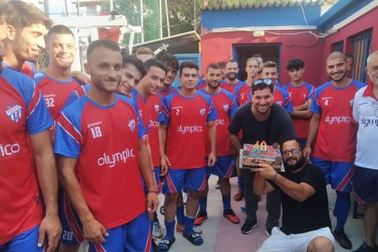 Εκπληξη των ποδοσφαιριστών του Κεραυνού στον πρόεδρο, Β. Χρυσανθόπουλο